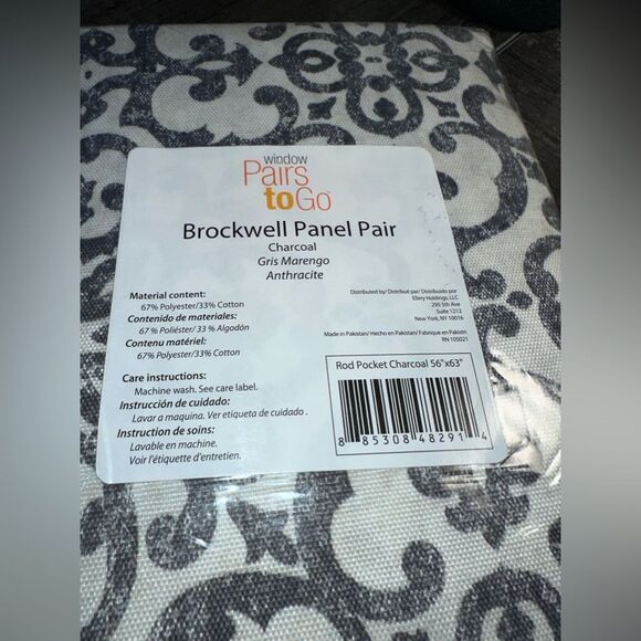 Pairs to Go Brockwell 56" x 63" Rod Pocket Double Panel Window Charcoal Curtains - Picture 5 of 6